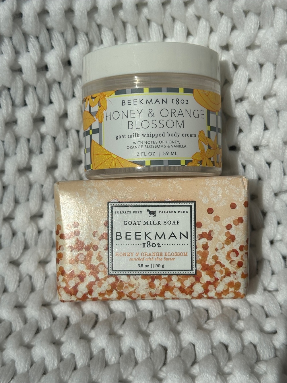 Beekman 1802 Honey & Orange Blossom Body Cream and Soap